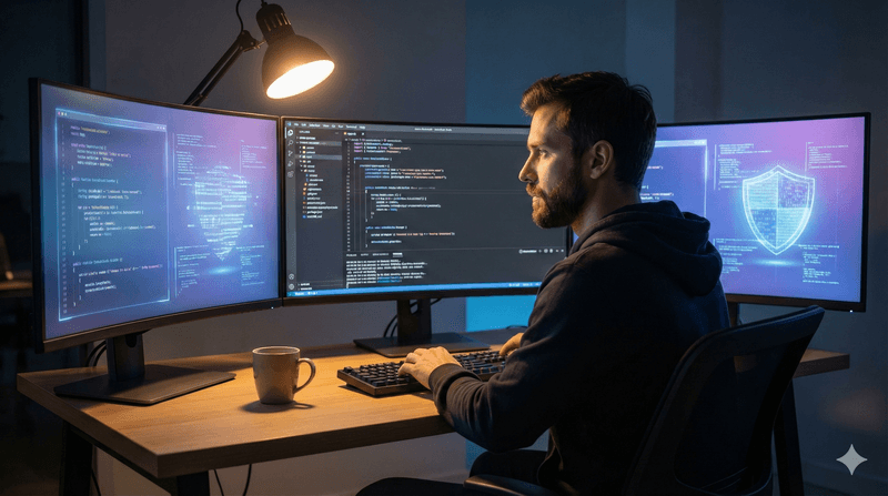 Illusration : Développeur assisté par l'IA