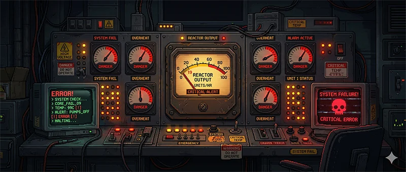 Illustration : Tableau de bord d'un site web. Tous les voyants sont au rouge